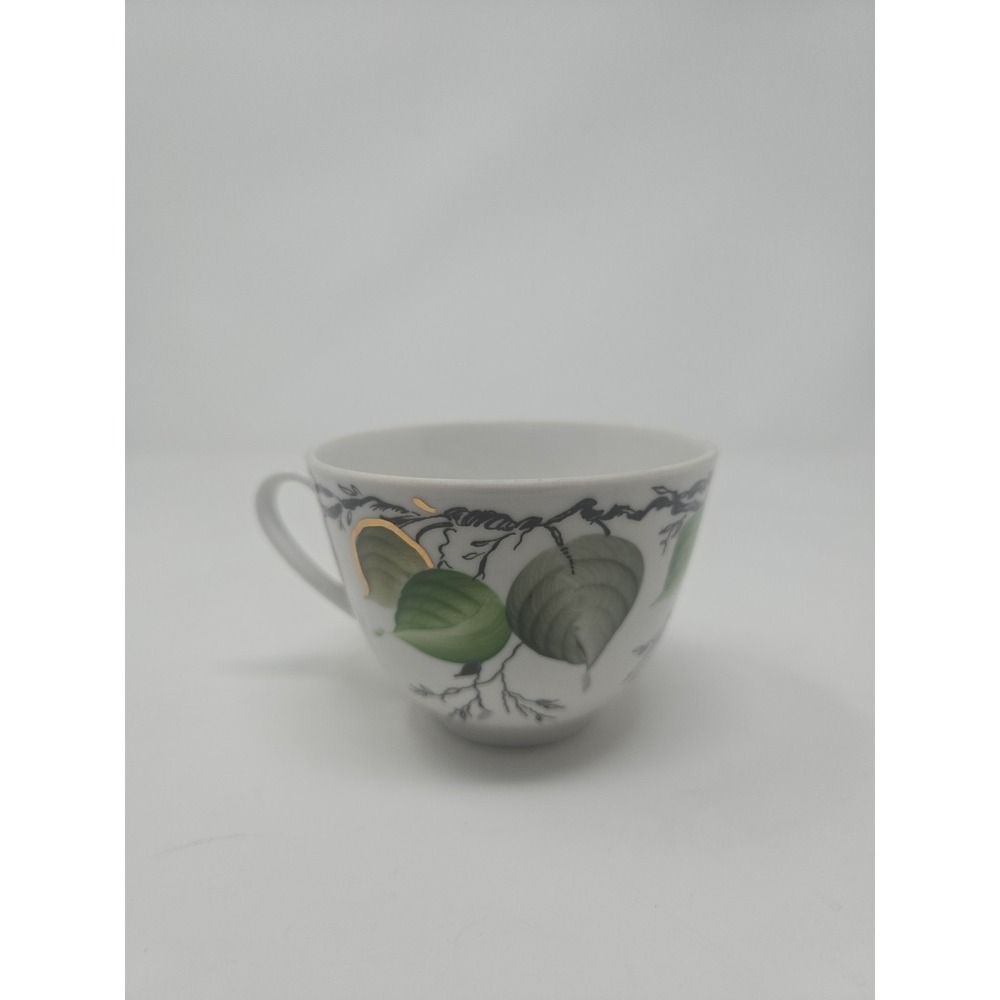 Vintage Lomonosov LFZ Imperial Porcelain Russia Tea‎ Cup Green Leaves Gold